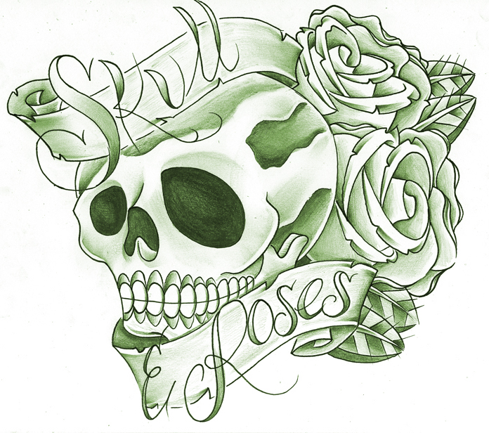 Skull N roses on banner