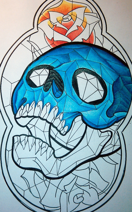 Stained glass skull