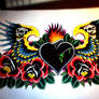 Heart chestpiece with wings roses
