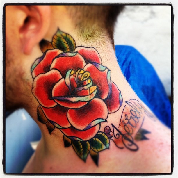 rose neck tattoo II