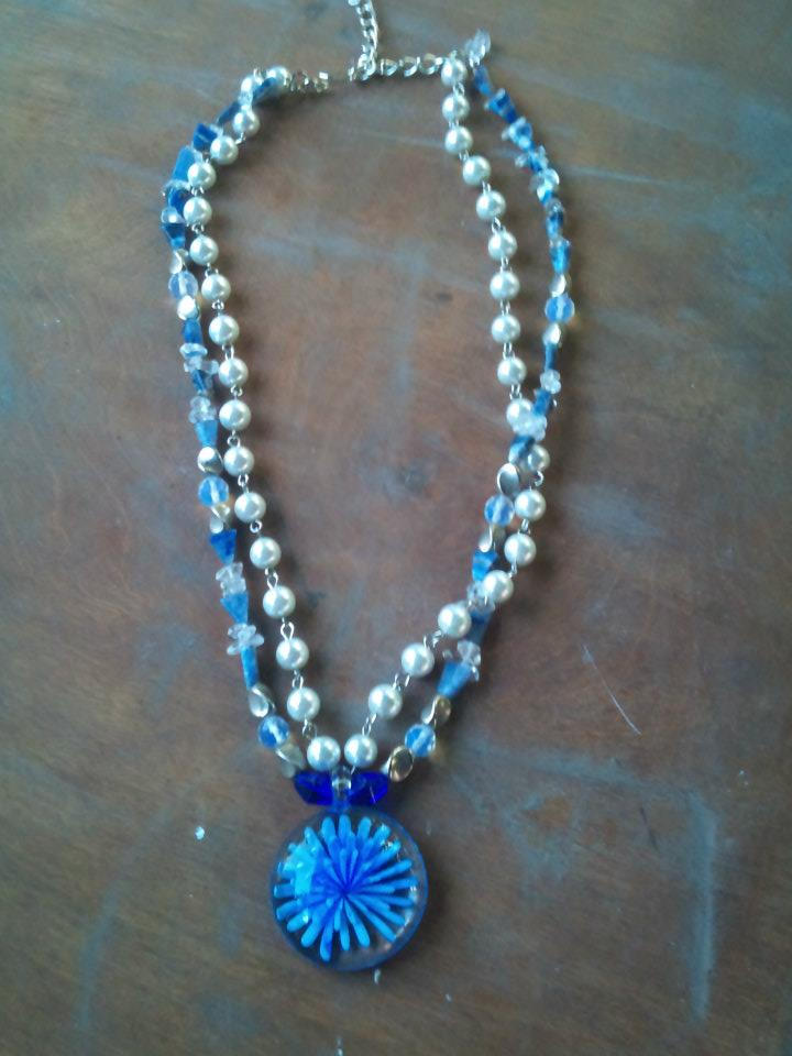 Blue Floral necklace by ManiacallyInclined on DeviantArt