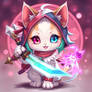 Fantasy kitten kawaii warrior
