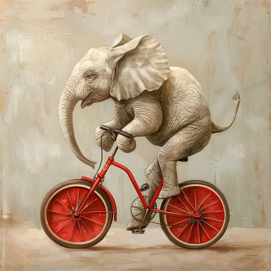 Elephant On A Bicycle by nikaoktober on DeviantArt