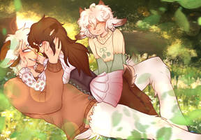 Faun family in the forest