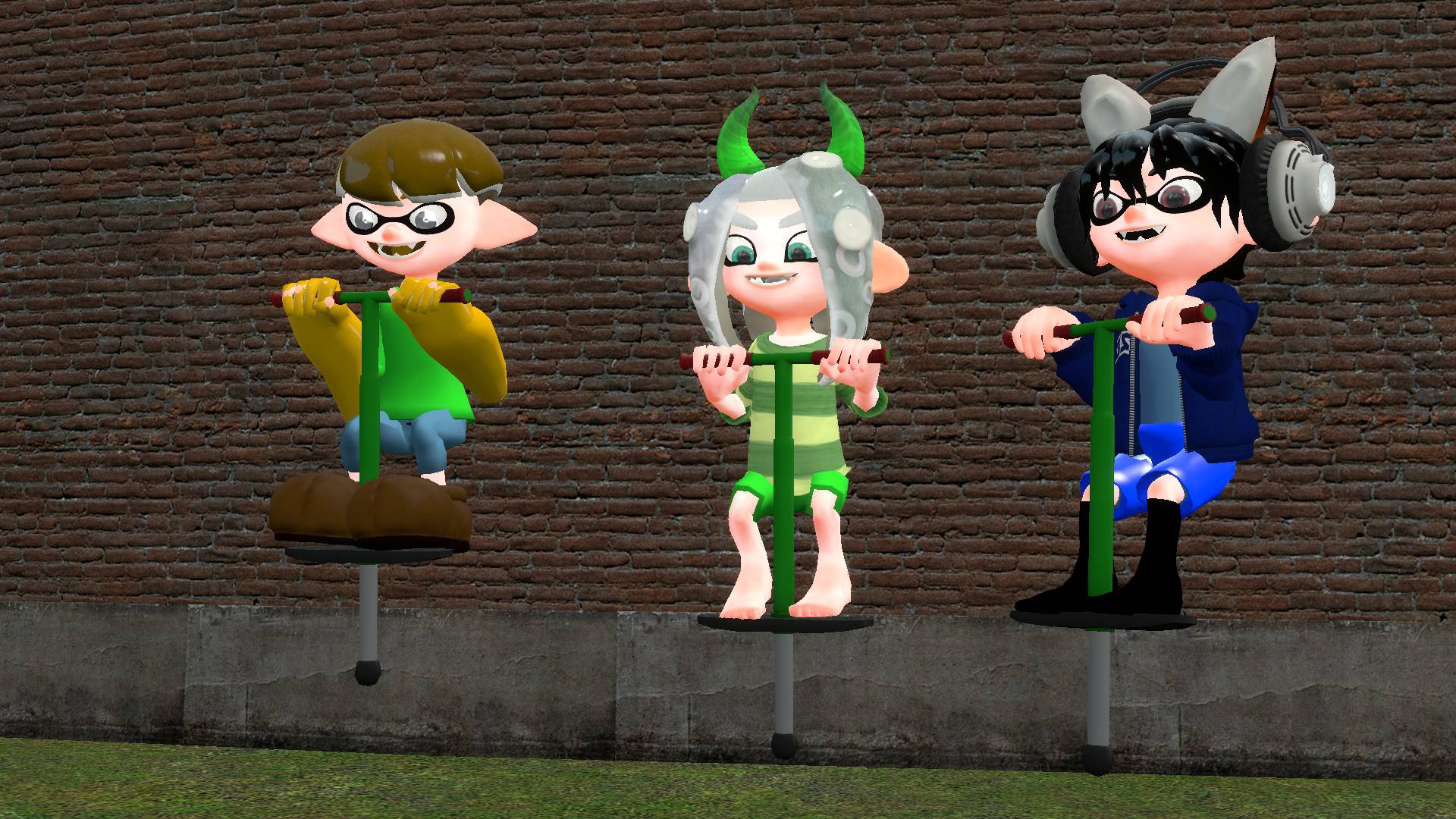 The Bouncy Trio on Pogosticks! by CompacTheNeko on DeviantArt