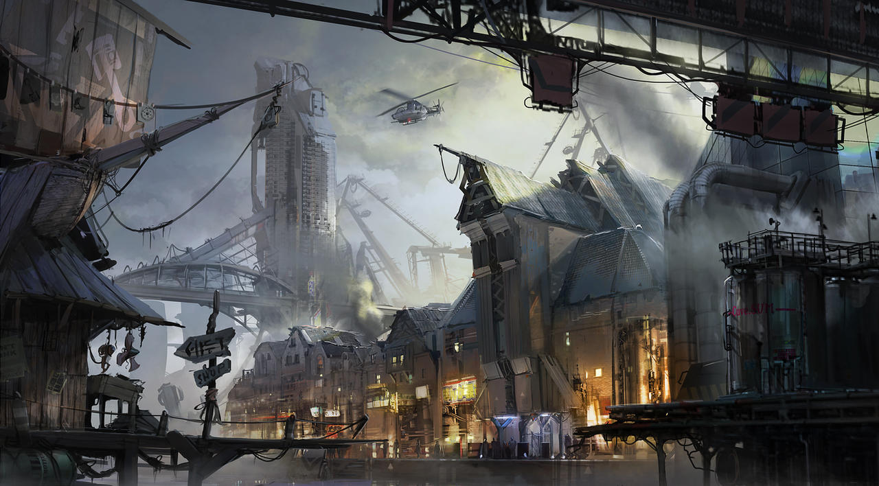 cyberpunk port town by ptitvinc on DeviantArt