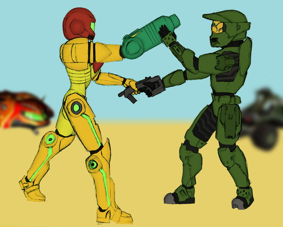 Samus Aran vs Master Chief by 310 on DeviantArt