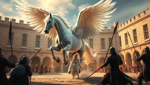 A white winged stallion horse to the rescue