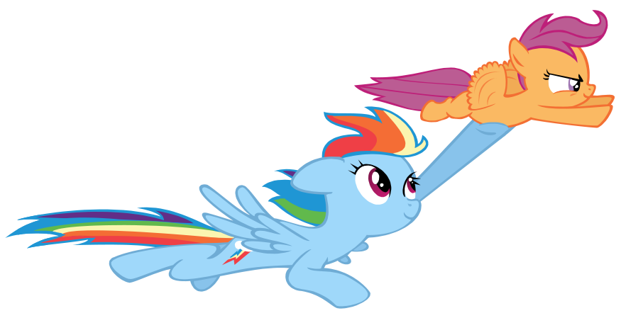 Rainbowdash and Scootaloo Flying Vector