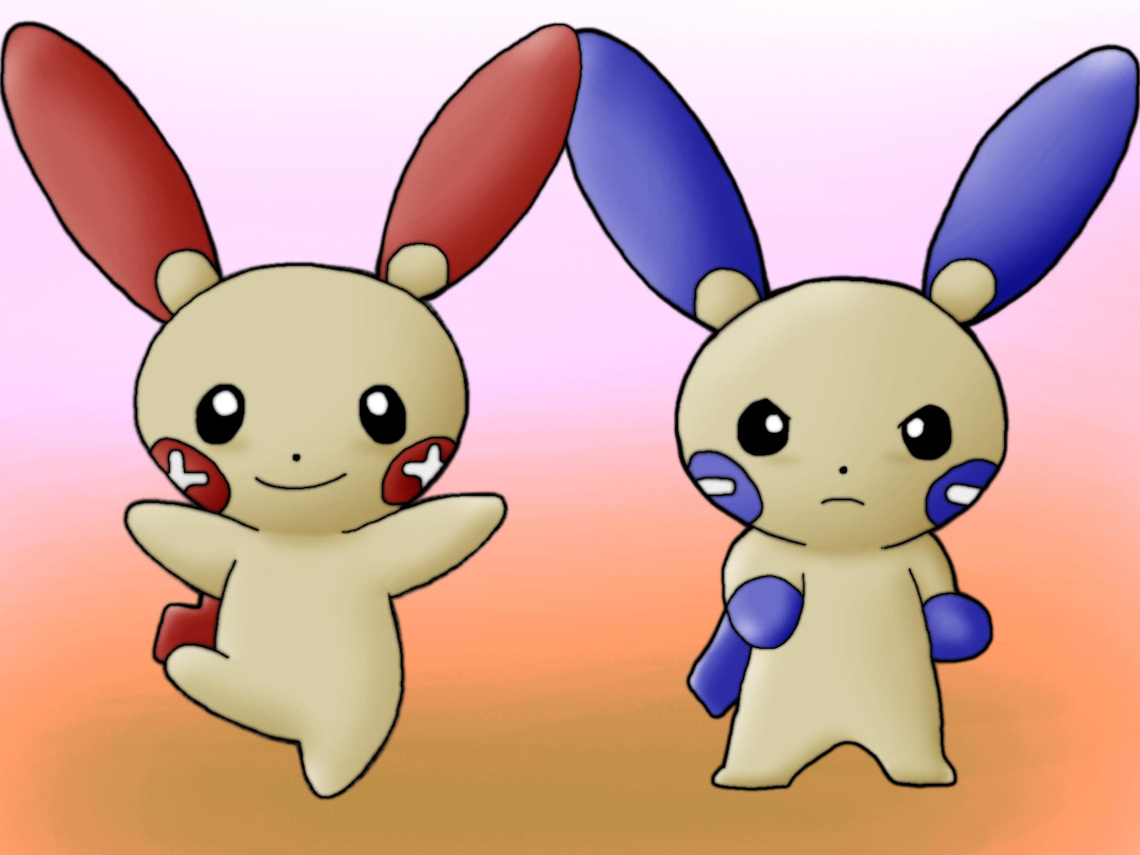 Plusle and Minun by Kenny21 on DeviantArt.