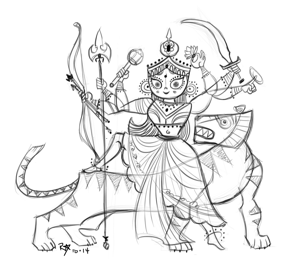 Durga Sketch by MomoHime64 on DeviantArt Durga Sketch by MomoHime64 on DeviantArt