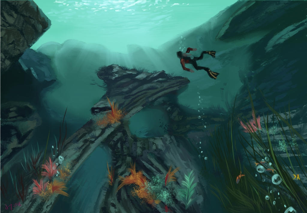 Uncharted painting Bob Ross style underwater by discipleneil777