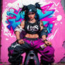 Latina gangster with graffiti