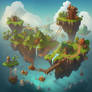 Floating islands village gameart