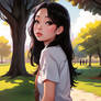 Japanese schoolgirl in the park