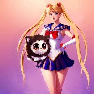 Sailor Moon and her cute plushy poo