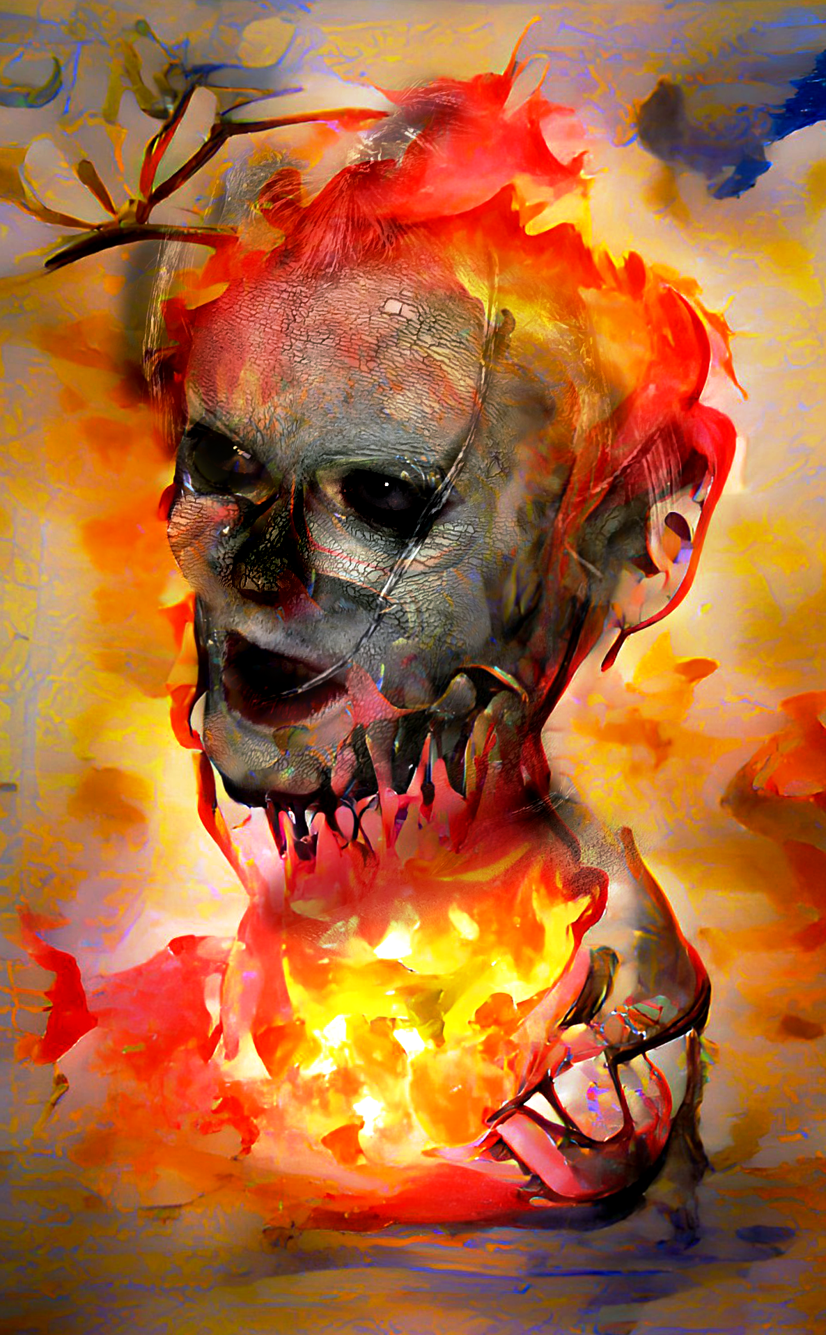 Burning Zombie Head