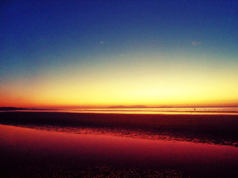 Bright Morning on Beach - Vintage