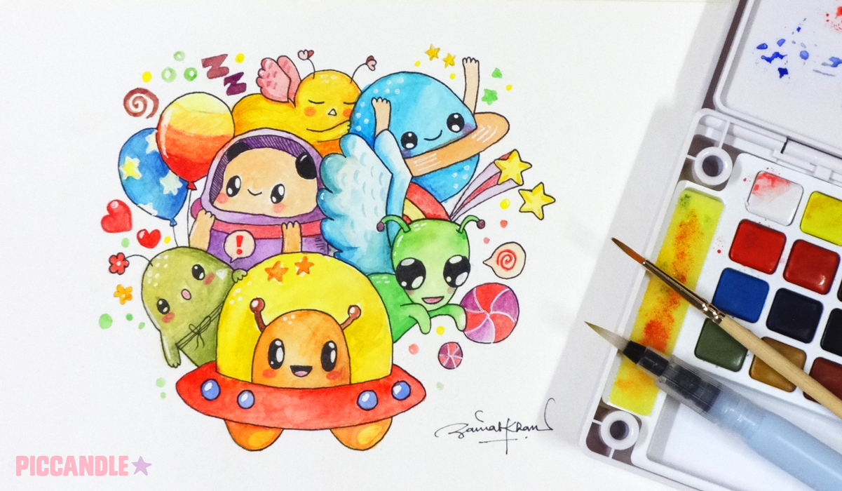 Space Adventure ~ Watercolor Doodle