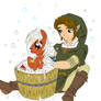 Link and Epona bath time