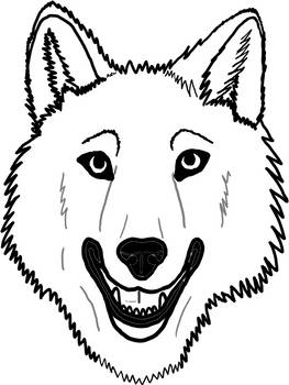 Pleasant Wolf Face Lineart