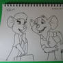 Disney Art Drawing - Miss Bianca And Jake