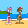 Amy Rose and Sally Acorn at the Beach