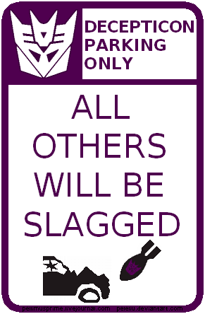 Decepticon Parking Sign