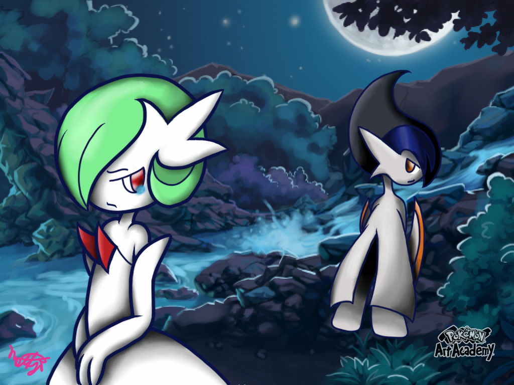 Download Magical Mega Gardevoir Under A Full Moon Wallpaper