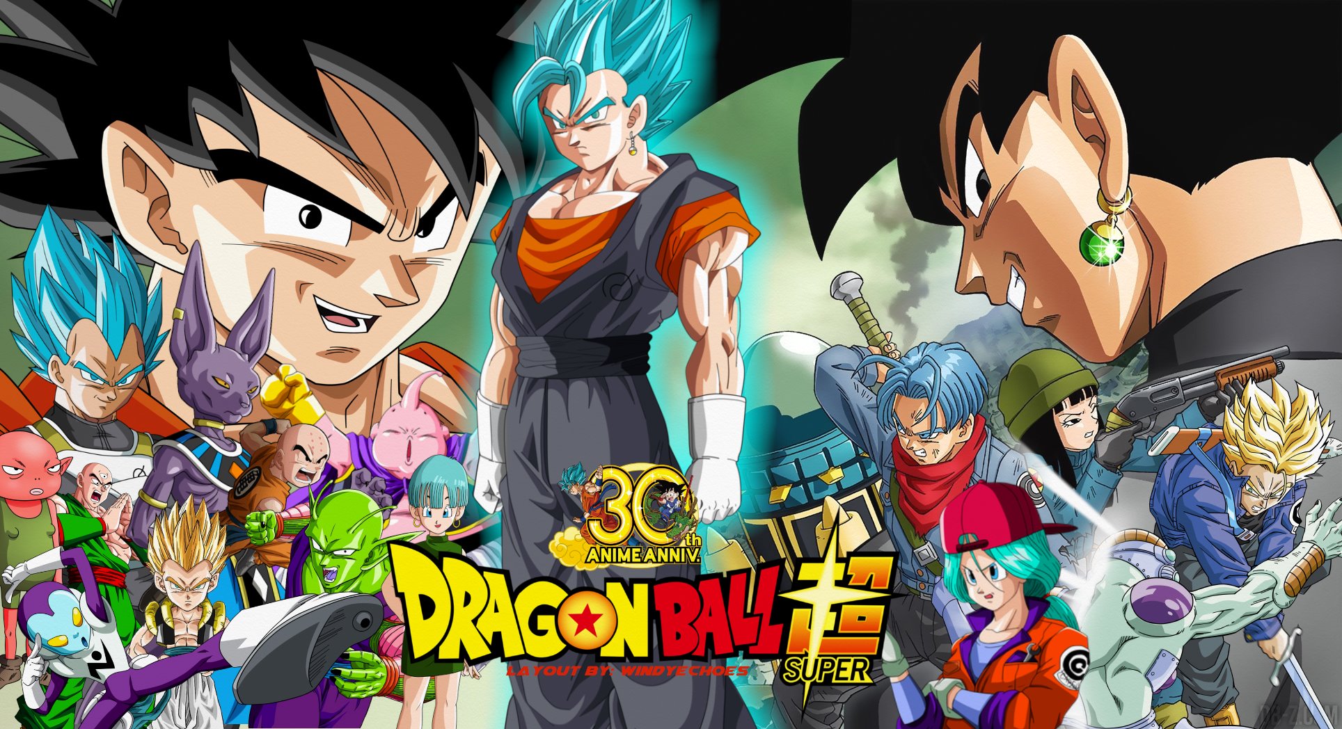 Download wallpaper 1366x768 black goku and trunks, dragon ball