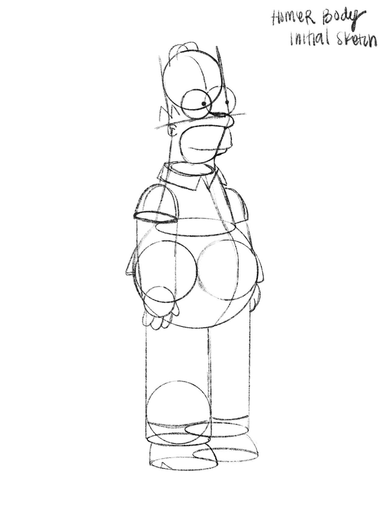 Homer Simpson Sketch Exercise - Body by silveske on DeviantArt