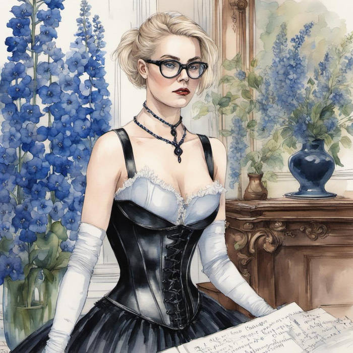 Watercolour Beautiful Cute Female Dominatrixblonde