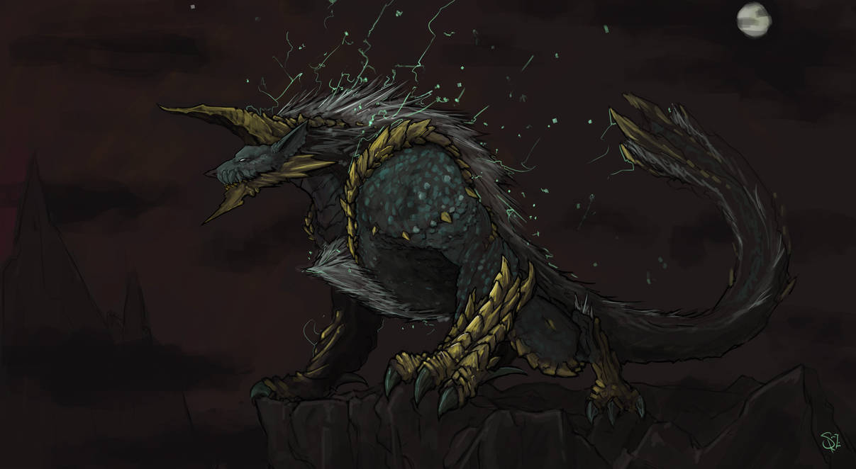 Zinogre, the Thunder Wolf Wyvern by Halycon450