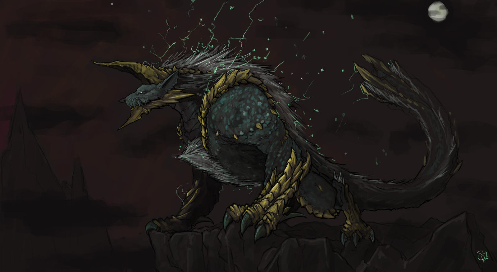 Zinogre, the Thunder Wolf Wyvern by Halycon450