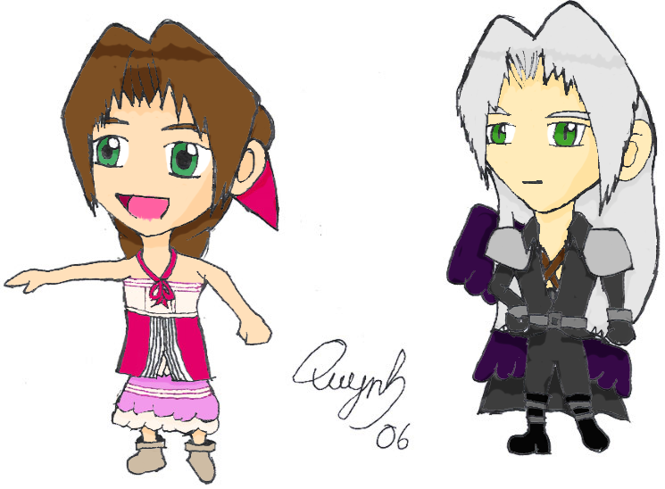 Chibi Sephiroth and Aerith