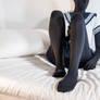 Zentai on the bed, in school uniform #1