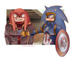 Winter Knux and captain Sonic by Claudel-13