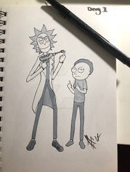 Inktober day one- Rick and Morty