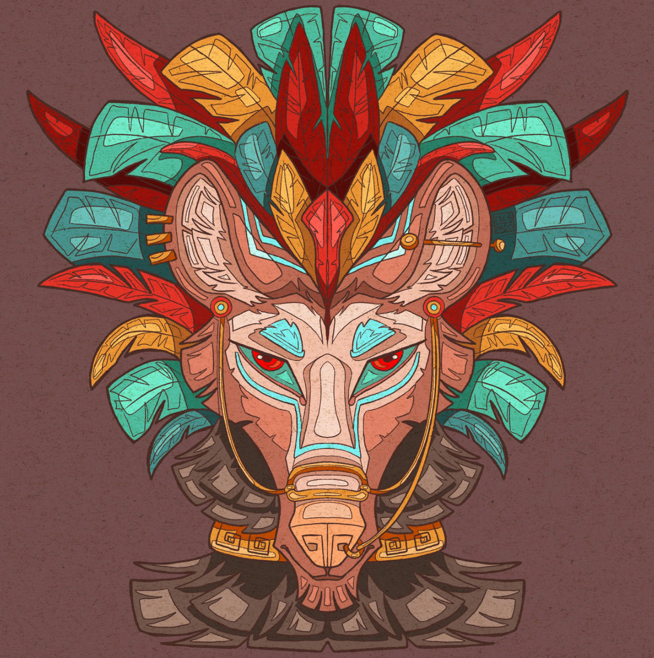 (COM) Symetric portrait aztec wolf by Escapado-draw on DeviantArt