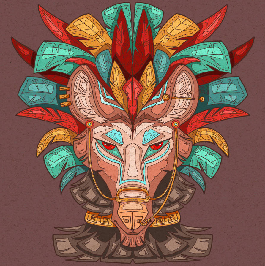 (COM) Symetric portrait aztec wolf by Escapado-draw on DeviantArt