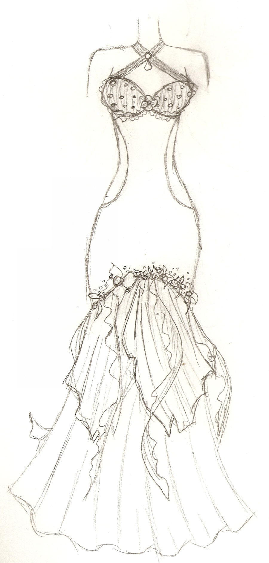 mermaid silhouette dress sketch Free Vectors