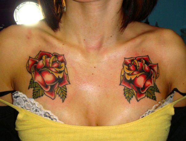 traditional rose chest tattoos by W1d0wM4k3R on DeviantArt
