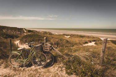 Retro bicycle at De Haan beach
