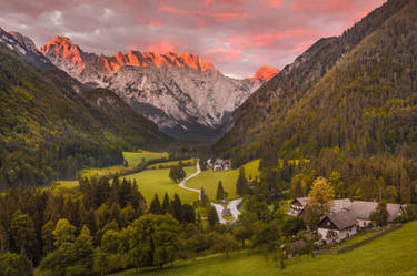 Sunrise in Logar Valley, Slovenia