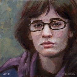 Purple Scarf - 6x6 inches oil on canvas panel