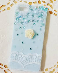 Iphone 5 case Lace and Blue rhinestones