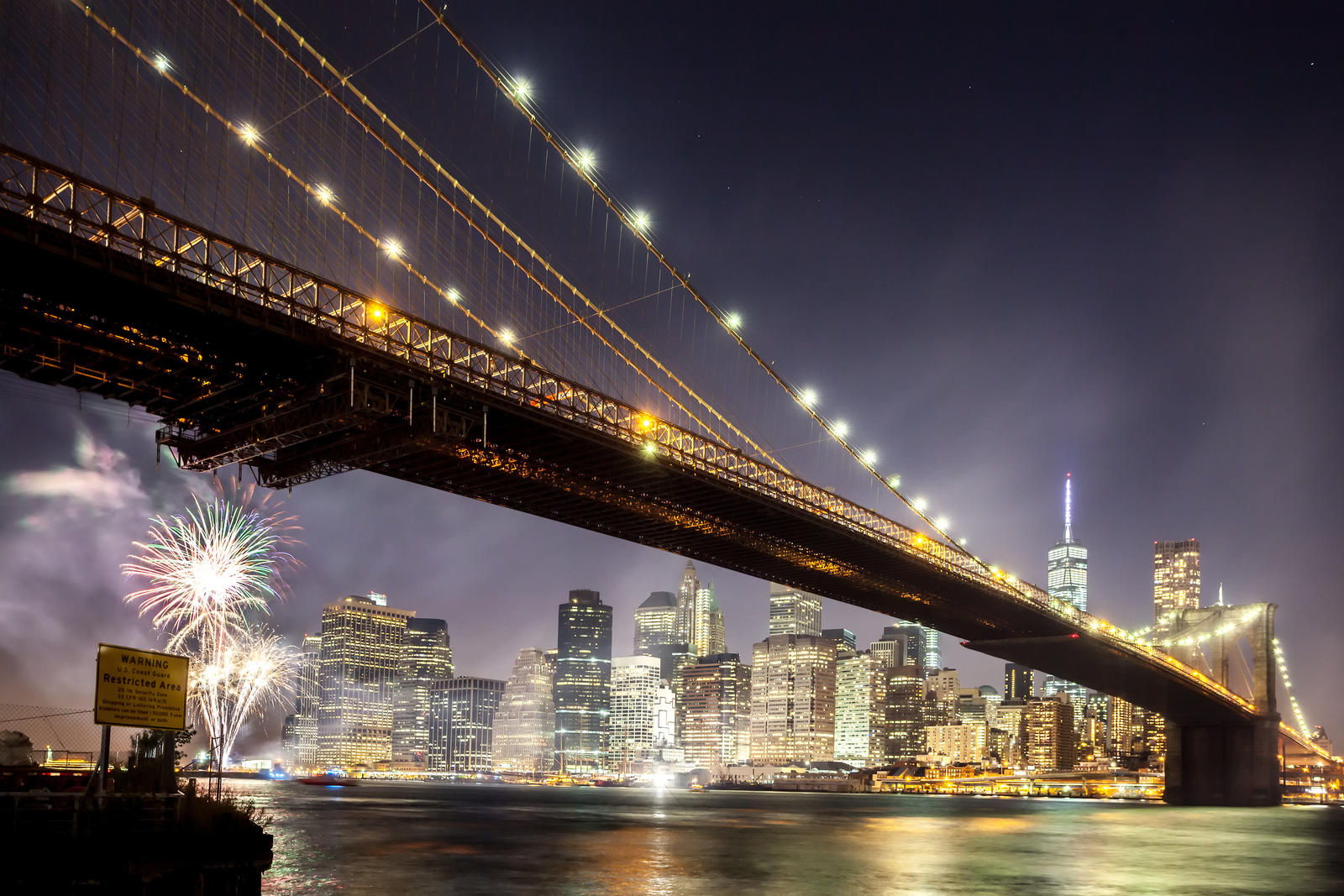 Fireworks by Brooklyn Bridge