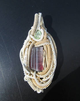 Rubelite and Tsavorite pendant