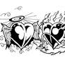Angel And Devil Tribal Hearts