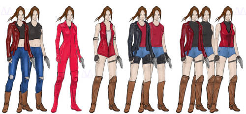 Claire Redfield alternate outfits concept art by AvaCassandra